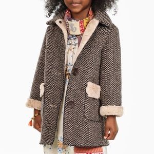 Zara girls double faced herringbone coat size 10